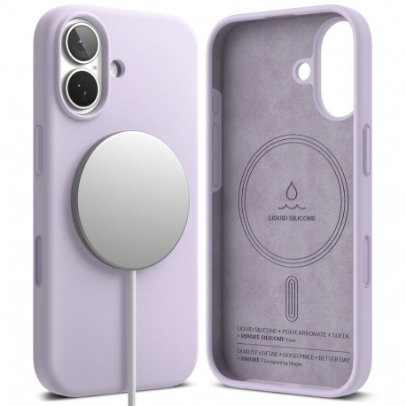 Kaitseümbris Silicone Magnetic, Apple iPhone 17, helelilla, MagSafe ühilduv, Ringke