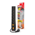 SURGE PROTECTOR ACAR P7 3M 5X FRENCH OUTLETS 2X EUROPLUG OUTLETS BLACK
