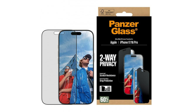 PanzerGlass Ultra-Wide Fit EasyAligner Privacy Glass for iPhone 17 / 16 Pro