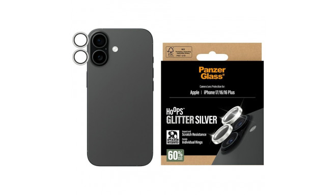 PanzerGlass Hoops Glitter Tempered Glass Lens Screen Protector for iPhone 17 / 16 / 16 Plus - Silver