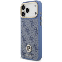 Guess 4G Strass Logo & Big Strap Metal Buttons MagSafe Case for iPhone 17 Pro Max - Blue