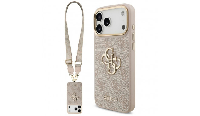 Guess 4G Big 4G Classic Logo Big Strap Metal Buttons Case for iPhone 17 Pro Max - Pink