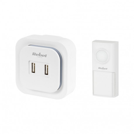 Rebel juhtmevaba uksekell pistikuga 230V 36 meloodiat 2 USB-pesa