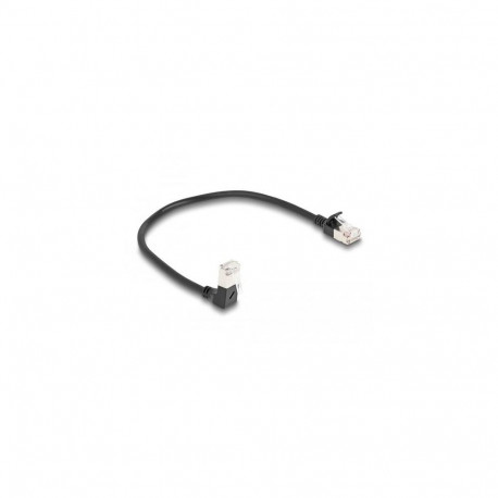DeLOCK RJ45 Network Cable Cat.6A S/FTP Slim 90° downwards angled / straight 0.25 m black