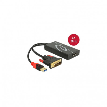 DeLOCK 0.3m, DVI 24+1 + USB-A/Displayport 20p DVI-D + USB HDMI Black