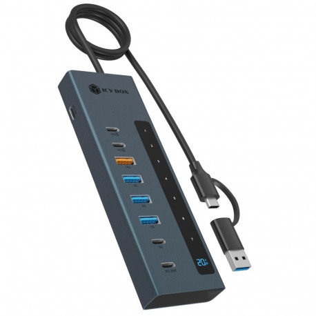 ICY BOX USB3.2 Gen2 Hub PD 2xUSB-C 1xUSB-A up to 10Gbit/s blau