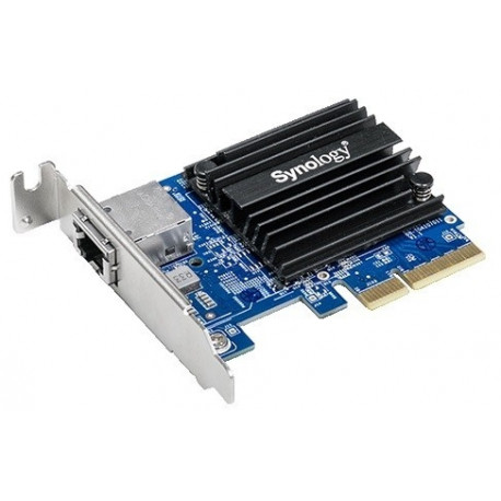 The Synology E10G18-T1 is a single-port 10GbE RJ-45 PCIe expansion card designed sp