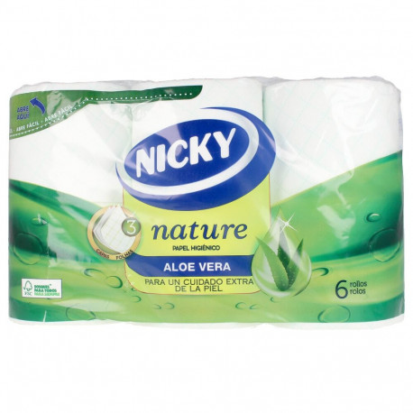 NICKY NATURE ALOE VERA papel higiénico 3 capas 6 u