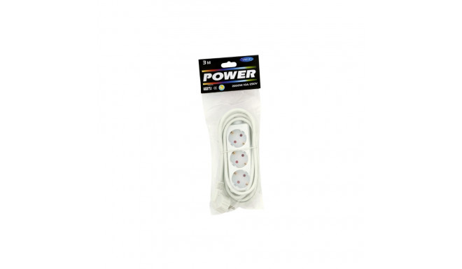 Extension cord 3-part white 3m