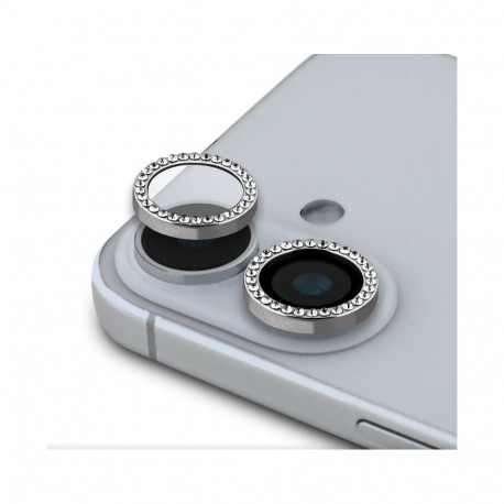 Guess Apple iPhone 16/16 Plus Fixed Glliter Protective Lens Silver