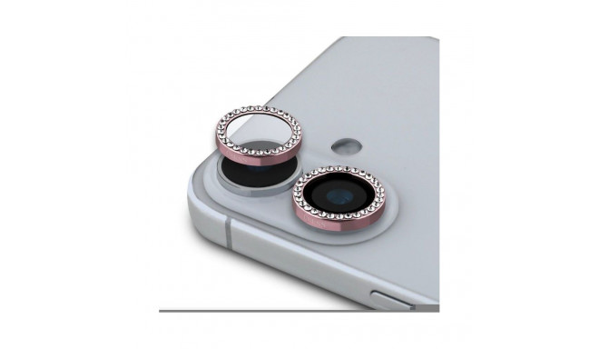 Guess Apple iPhone 16/16 Plus Fixed Glliter Protective Lens Pink