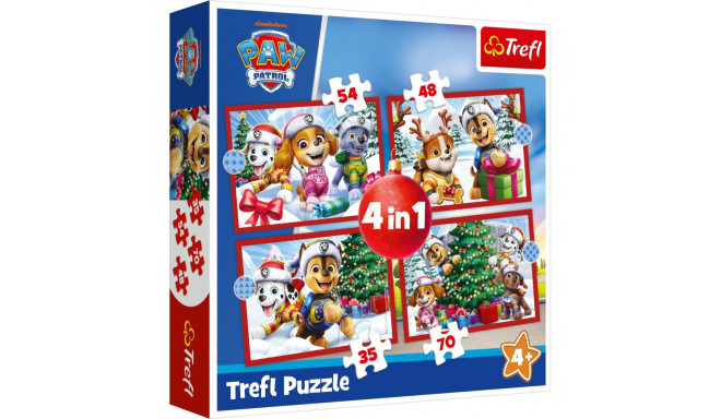TREFL PAW PATROL Puslede komplekt, 4 tk, Jõulupusle