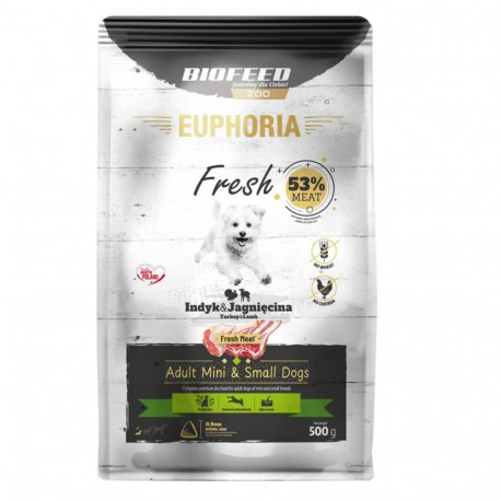 BIOFEED Euphoria Fresh täiskasvanud kalkuni ja lambaga XS/S kuiv koeratoit 500g