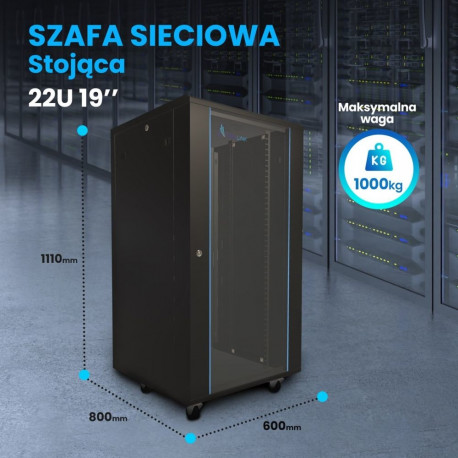 Extralink 22U 600x800 must põrandal seisev seinakapp