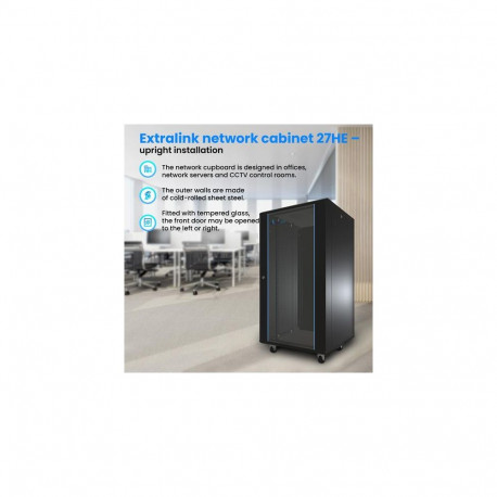 Extralink Rackmount cabinet 27U 800x800 Black standing