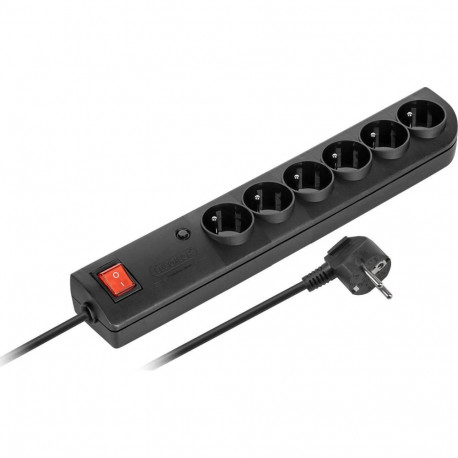 Elgotech PSF4 surge protector power strip, 6 sockets, 3 m, black (PSF4-603-2)