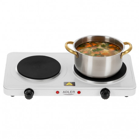 Adler Hot Plate | AD 6520 | Number of burners/cooking zones 2 | Electric | White