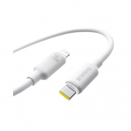 Kaabel USB C - IP Lightining 2m 20W vahustatud silikoonist valge BASEUS