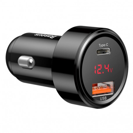 Car Quick Charger 12-24V 45W USB + USB-C QC4+ PD3.0 with Voltage, Current Display