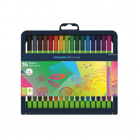 Tindipliiatsite komplekt Schneider Line-Up 0,4mm, roheline korpus, 16 värvi