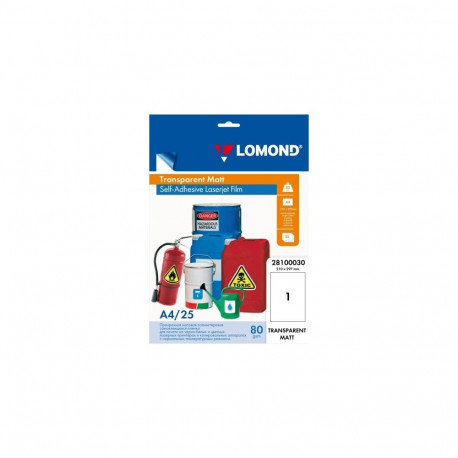 Lomond PET Laserjet Film Self Adhesive Transparent Matte A4, 25 sheets