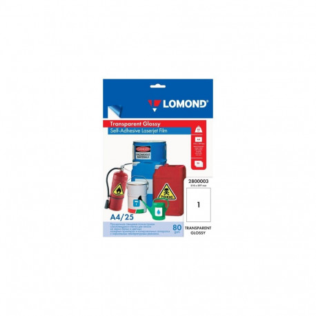 Lomond PET Laserjet Film Self Adhesive Transparent Glossy A4, 25 sheets