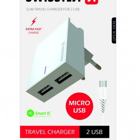 Swissten Smart IC Travel Charger 2x USB 3А / 15W With Micro USB Cable 1.2m