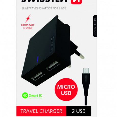 Swissten Premium Travel Charger USB 3A / 15W With Micro USB Cable 1.2m