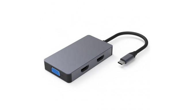 Adapter USB Type-C - 2x HDMI, 1x VGA, 1x USB Type-A, 1x USB Type-C PD60W