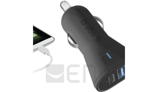 SBS KFZ-Ladegerät 10W USB-C 3A/USB-A 2,1A schwarz
