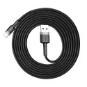 Baseus CALKLF-RG1 Cafule USB Lightning cable 2A | 3m Black+Gray Baseus CALKLF-RG1 Cafule USB Lightning cable 2A | 3m Black+Gray