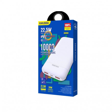 KAKUSIGA KSC-887 10000mAh | 2 x USB | 22.5W valge