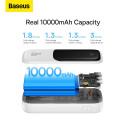 Powerbank Baseus Qpow PRO koos kaabliga, USB-C, 2xUSB, 10000mAh, 20W (valge)