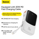 Powerbank Baseus Qpow PRO koos kaabliga, USB-C, 2xUSB, 10000mAh, 20W (valge)