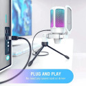 Fifine AmpliGame A6V RGB microphone for gaming | podcasts | streams | tripod | white