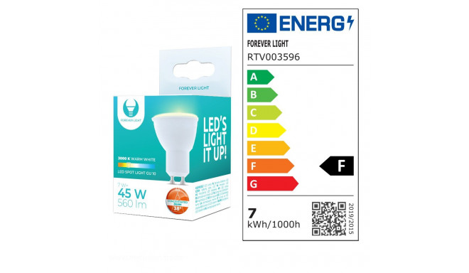 Forever Light LED bulb GU10 7W 230V 3000K 560lm 38°