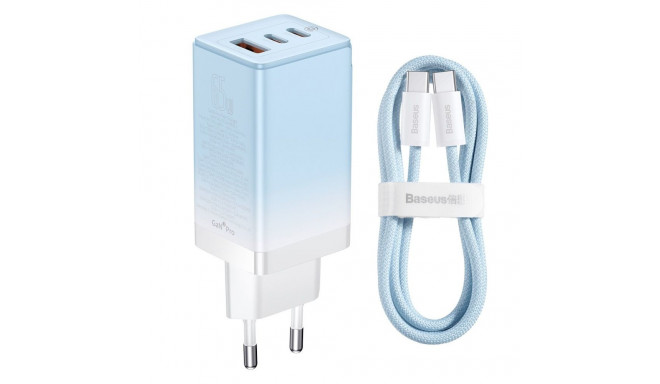 Baseus CCGP050103 DZ-HW Baseus GaN3 Pro Fast Charger 2C+U 65W EU Cloud Blue (With Dynamic Series Fas