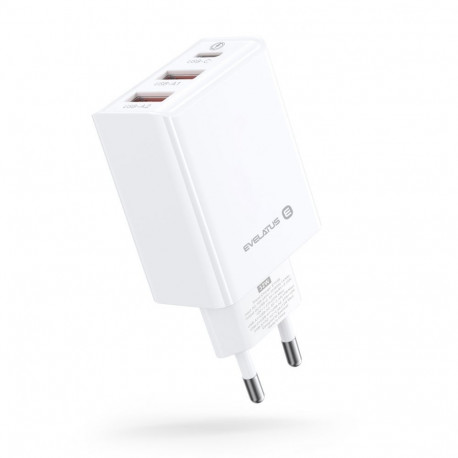 Evelatus Evelatus Travel Charger EU Wall 3 Ports 32W USB-C / USB-A2 ETC06 White