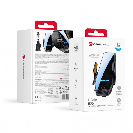 Wireless car phone holder Forcell F-Grip HS6 15W windshield / air vent black