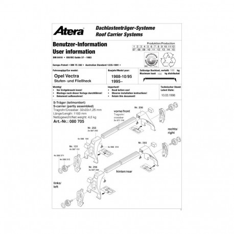 Katuseraam must VECTRA A,B 88-3/02