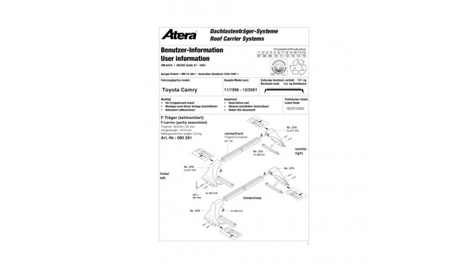 Katuseraam must CAMRY 96-01