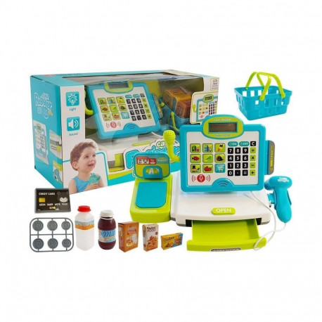 Kasa Sklepowa dla Dzieci Niebieska z Koszykiem