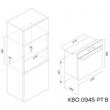 Built-in oven KERNAU KBO 0946 PT B, 45 cm