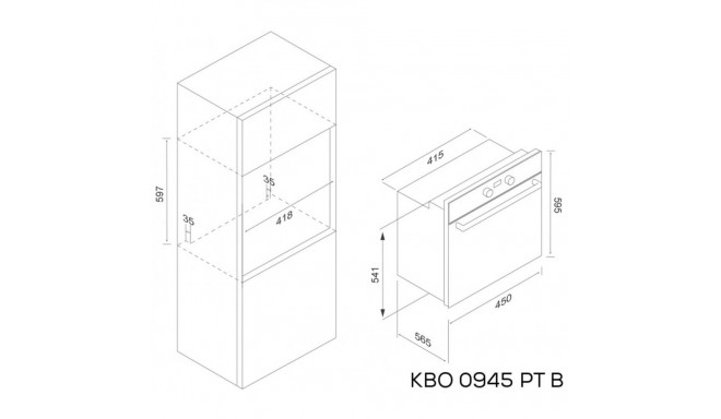 Built-in oven KERNAU KBO 0946 PT B, 45 cm
