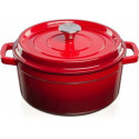 Cast iron pot Grand Feu, minimalist design "Casserole" with lid, 3.5l, red color.