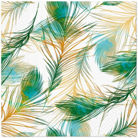 NAPKINS PAPER FEATHER COMP 33X33CM 20PCS