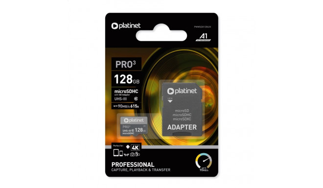 PLATINET microSDXC SECURE DIGITAL + ADAPTER SD 128GB UIII UHS [42910]