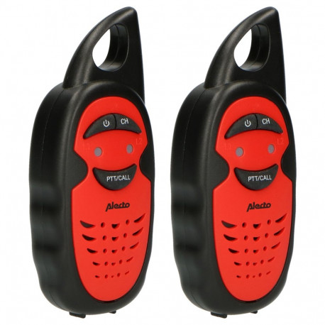 Alecto walkie-talkie 2-osaline komplekt lastele, 3 km ulatus, must/punane