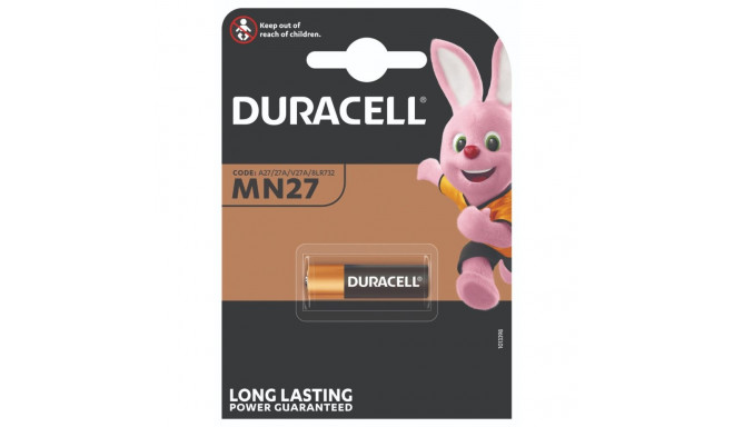 Patarei Duracell MN27 12V 18mAh h28mm d7.7mm - tõkkepuu- ja autopultides, turvaseadmetes jne. 27A L8