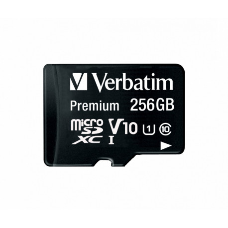 Mälukaart Secure Digital Verbatim MicroSDXC 256GB Class10 UHS1 Premium + adapter, read speed 90MB/s